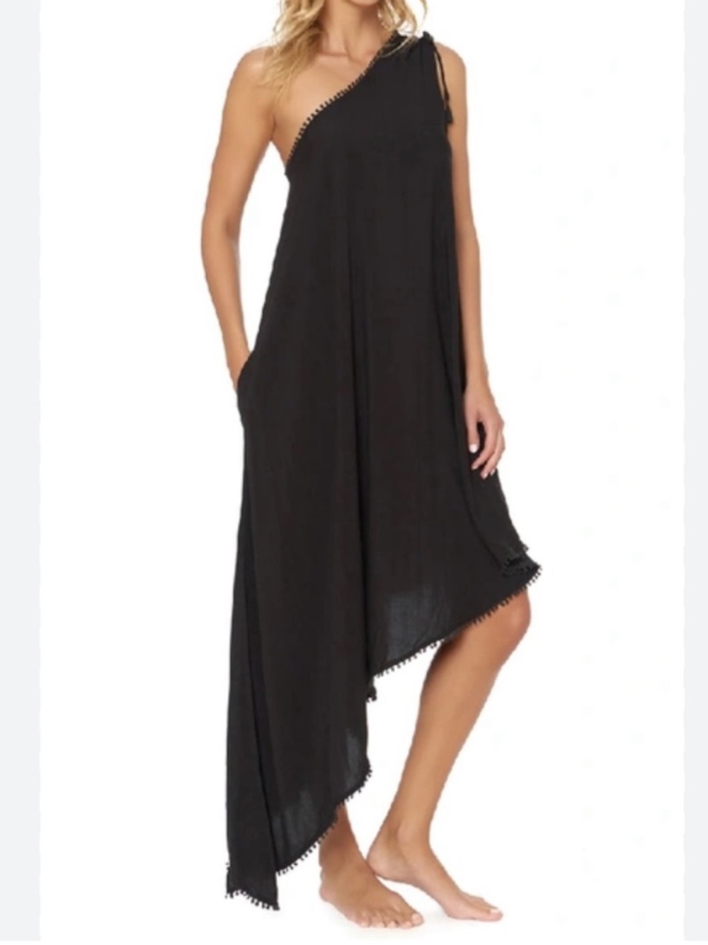 Red Carter Black One Shoulder Maxi Cover Up Dress
